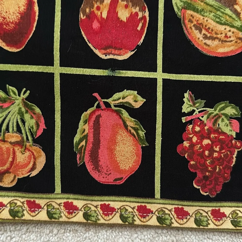 Vintage April Cornell Black Fruit Placemats Set of 2